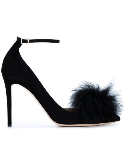 Női Jimmy Choo Black Fur Rosa 100 Körömcipő Fekete | AEZKH-0029