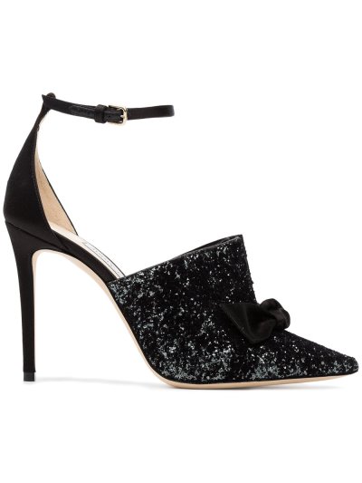 Női Jimmy Choo Black Glitter Temple 100 Körömcipő Fekete | AEZKH-0050