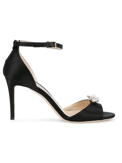 Női Jimmy Choo Black Satin Tori 85 Szandál Fekete | AEZKH0106