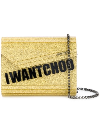 Női Jimmy Choo Candy Glitter I Want Choo Válltáska Sárga / Narancssárga / Arany | AEZKH-0553