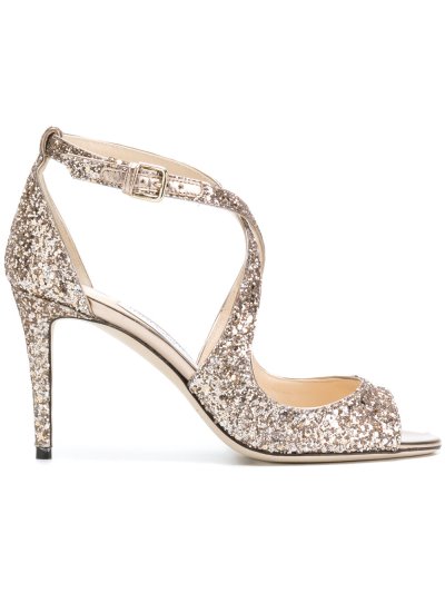 Női Jimmy Choo Emily 85 Glitter Szandál Metal | AEZKH0019