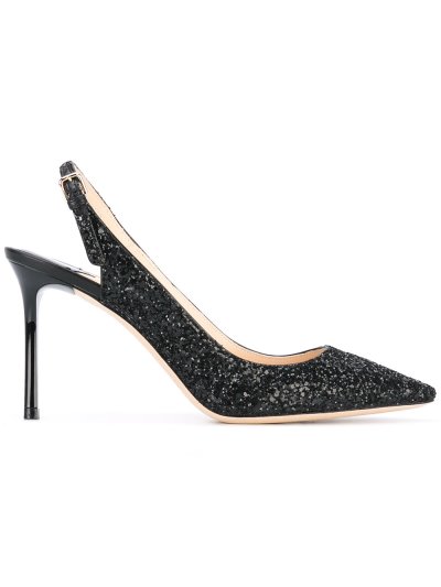 Női Jimmy Choo Glittered Erin Körömcipő Fekete | AEZKH-0164