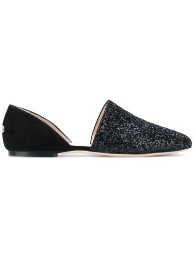 Női Jimmy Choo Globe' Glittered D'orsay Balerina Cipő Fekete | AEZKH-0337