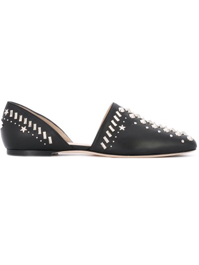 Női Jimmy Choo Globe' Studded D'orsay Balerina Cipő Fekete | AEZKH-0334