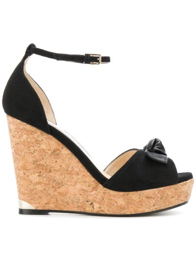 Női Jimmy Choo Knotted Éktalpú Szandál Fekete | AEZKH-0015