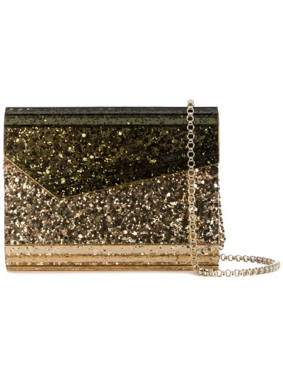 Női Jimmy Choo Lakkbőr Glitter Clutch Táska Metal Arany / Olivazöld | AEZKH-0679