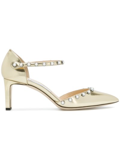 Női Jimmy Choo Leema 65 Pearl Embellished Körömcipő Metal Arany | AEZKH-0042