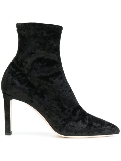 Női Jimmy Choo Pointed Velvet Csizma Fekete | AEZKH-0330