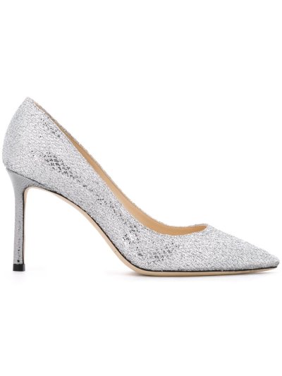 Női Jimmy Choo Romy 85 Lamé Körömcipő Metal / Titán | AEZKH-0215