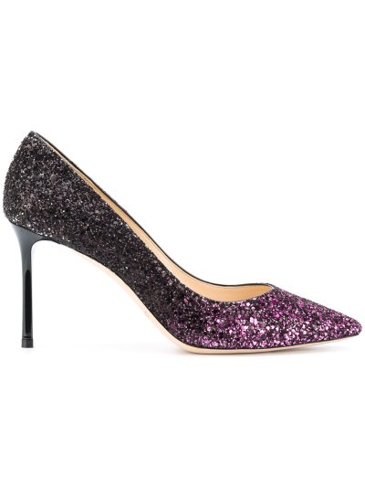 Női Jimmy Choo Romy 85 Ombré Glitter Körömcipő Fekete / Rózsaszín | AEZKH-0169