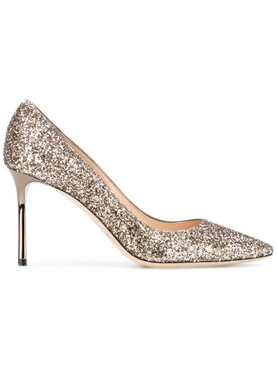 Női Jimmy Choo Romy Glittered Körömcipő Metal Arany | AEZKH-0190