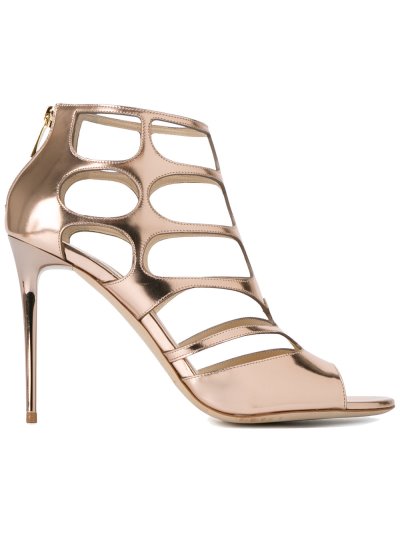 Női Jimmy Choo Rose Gold Ren 85 Caged Szandál Metal / Rózsaszín | AEZKH0130