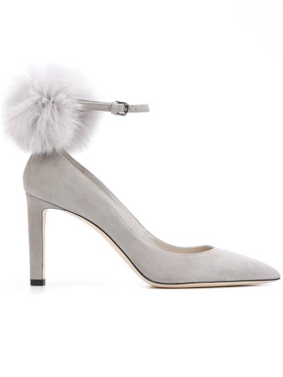 Női Jimmy Choo South Pom Pom Körömcipő Szürke / Fehér | AEZKH-0037